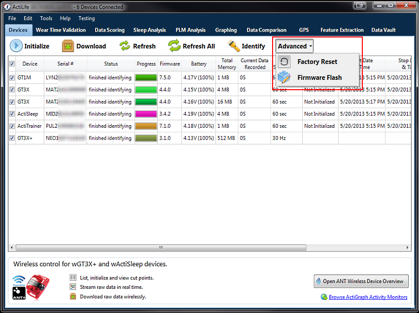 Device Tab 'Advanced' Option Details